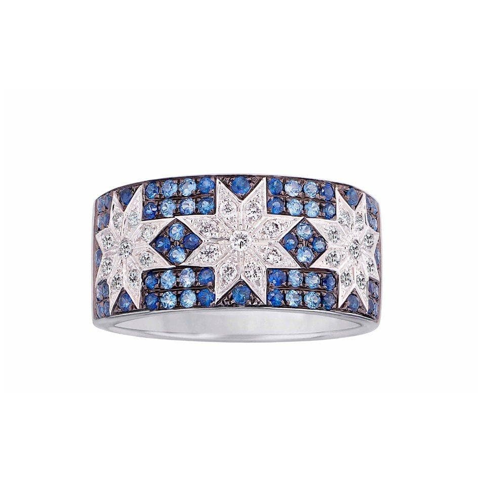 Trio Star ring wide Blue Sapphire - Natkina
