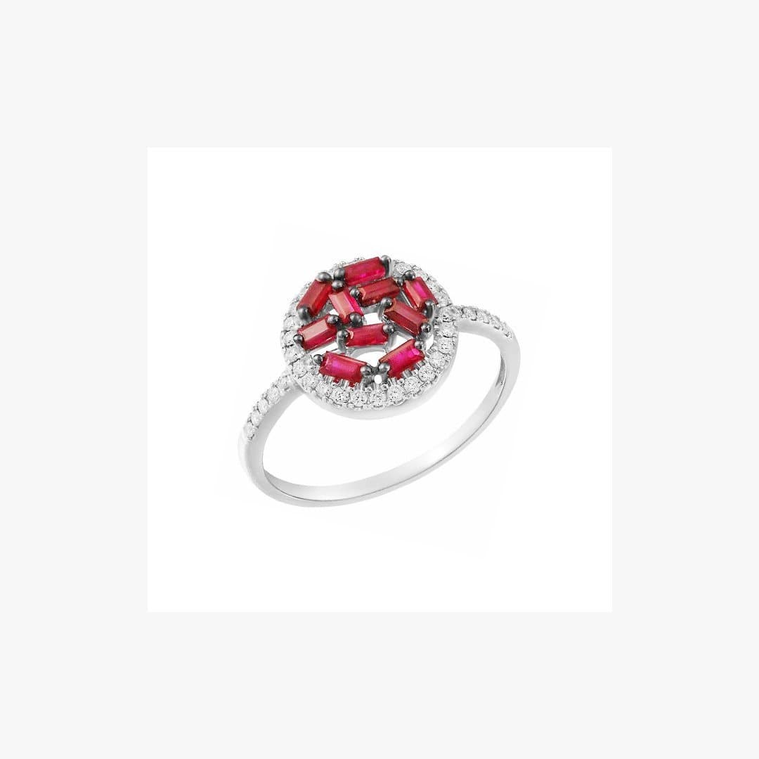 White Diamond Ruby Ring for Her - Natkina