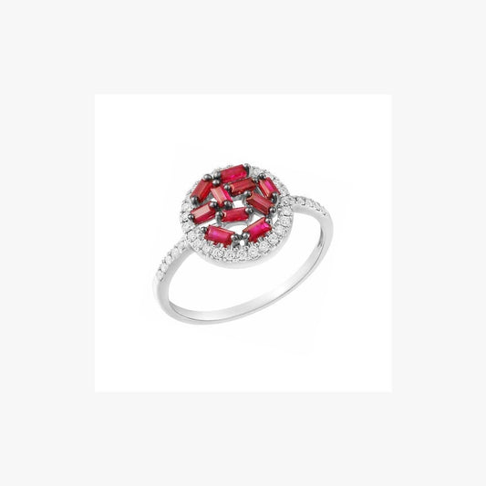 White Diamond Ruby Ring for Her - Natkina